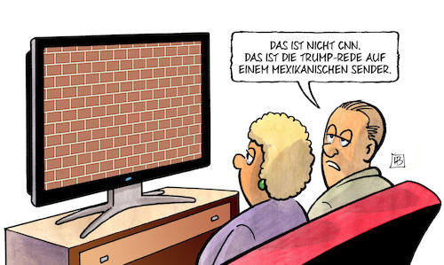 Trump-Rede und Mauer Trump-Rede und Mauer