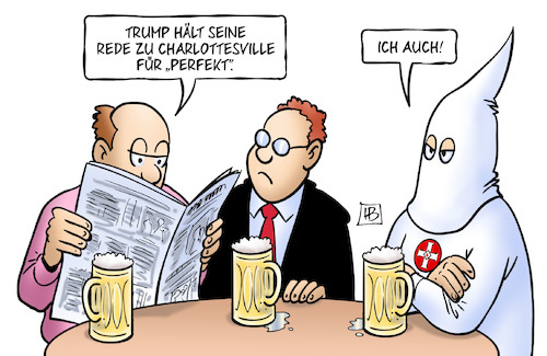 Cartoon: Trump Perfekt (medium) by Harm Bengen tagged trump,perfekt,rede,charlottesville,rassismus,nazis,kukluxklan,harm,bengen,cartoon,karikatur,trump,perfekt,rede,charlottesville,rassismus,nazis,kukluxklan,harm,bengen,cartoon,karikatur