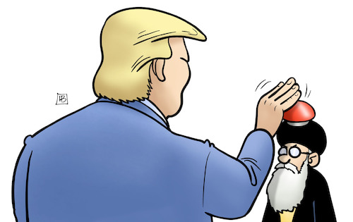 Cartoon: Trump und Iran-Deal (medium) by Harm Bengen tagged trump,iran,usa,atom,deal,buzzer,harm,bengen,cartoon,karikatur,trump,iran,usa,atom,deal,buzzer,harm,bengen,cartoon,karikatur