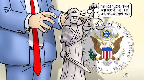 Cartoon: Trump und Supreme Court (medium) by Harm Bengen tagged trump,supreme,court,usa,vorwahlen,ausschluss,maine,colorado,justitia,harm,bengen,cartoon,karikatur,trump,supreme,court,usa,vorwahlen,ausschluss,maine,colorado,justitia,harm,bengen,cartoon,karikatur