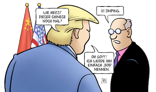 Cartoon: Trump und Xi (medium) by Harm Bengen tagged chinese,china,staatsbesuch,trump,usa,xi,jinping,bob,name,harm,bengen,cartoon,karikatur,chinese,china,staatsbesuch,trump,usa,xi,jinping,bob,name,harm,bengen,cartoon,karikatur