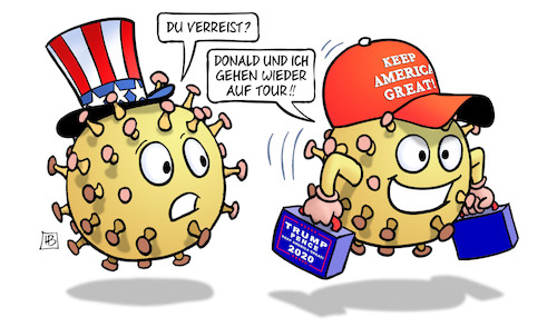 Cartoon: Trump wieder auf Tour (medium) by Harm Bengen tagged trump,usa,wahlkampf,corona,virus,kappe,infektion,tour,wahlkampfauftritte,auftritte,harm,bengen,cartoon,karikatur,trump,usa,wahlkampf,corona,virus,kappe,infektion,tour,wahlkampfauftritte,auftritte,harm,bengen,cartoon,karikatur