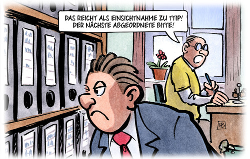 Cartoon: TTIP-Einsichtnahme (medium) by Harm Bengen tagged ttip,einsichtnahme,karikatur,cartoon,bengen,harm,freihandelsabkommen,parlament,abgeordnete,einsichtnahme,ttip,abgeordnete,parlament,freihandelsabkommen,harm,bengen,cartoon,karikatur