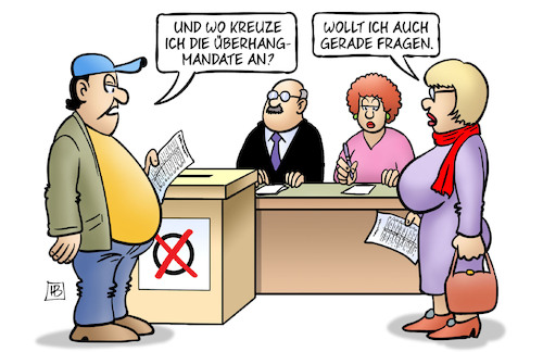 Cartoon: Überhangmandate (medium) by Harm Bengen tagged überhangmandate,bundestagswahl,wahlurne,ankreuzen,harm,bengen,cartoon,karikatur,überhangmandate,bundestagswahl,wahlurne,ankreuzen,harm,bengen,cartoon,karikatur