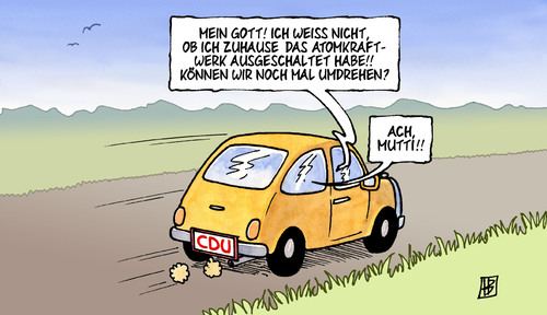 Cartoon: Umdrehen (medium) by Harm Bengen tagged umdrehen,energie,wende,auto,mutti,bundesregierung,koalition,atom,atomkraft,kernkraft,ausstieg,akw,cdu,umdrehen,energie,wende,auto,mutti,bundesregierung,koalition,atom,atomkraft,ausstieg,cdu,akw