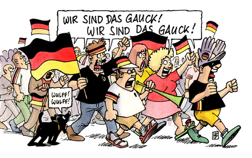 Cartoon: Umfragen für Gauck (medium) by Harm Bengen tagged umfragen,gauck,wulff,köhler,bundespräsident,cdu,csu,fdp,wm,fans,hund,kläffen,wahl,fußball,fahne,volk,demonstration,spd,grüne,umfragen,gauck,wulff,köhler,bundespräsident,cdu,csu,fdp,wm,fans,hund,kläffen,wahl,fußball