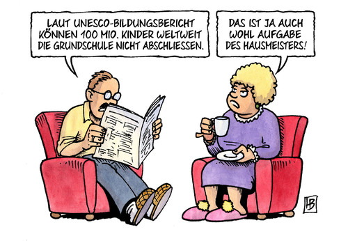 Cartoon: Unesco-Bildungsbericht (medium) by Harm Bengen tagged unesco,bildungsbericht,bildung,schule,lernen,kinder,grundschule,abschliessen,aufgabe,hausmeisters,harm,bengen,cartoon,karikatur,unesco,bildungsbericht,bildung,schule,lernen,kinder,grundschule,abschliessen,aufgabe,hausmeisters,harm,bengen,cartoon,karikatur