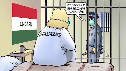 Cartoon: Ungarn-Quarantäne (medium) by Harm Bengen tagged ungarn,quarantäne,demokratie,knast,gefängnis,corona,coronavirus,ansteckung,pandemie,epidemie,krankheit,schaden,harm,bengen,cartoon,karikatur,ungarn,quarantäne,demokratie,knast,gefängnis,corona,coronavirus,ansteckung,pandemie,epidemie,krankheit,schaden,harm,bengen,cartoon,karikatur