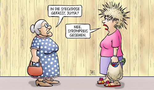 Cartoon: Unter Strom (medium) by Harm Bengen tagged steckdose,haare,jutta,strompreis,susemil,frisur,harm,bengen,cartoon,karikatur,steckdose,haare,jutta,strompreis,susemil,frisur,harm,bengen,cartoon,karikatur