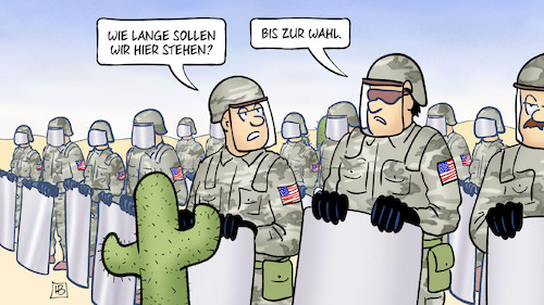 Cartoon: US-Grenzsicherung (medium) by Harm Bengen tagged usa,trump,grenze,grenzsicherung,armee,soldaten,mexiko,migration,einwanderungspolitik,harm,bengen,cartoon,karikatur,usa,trump,grenze,grenzsicherung,armee,soldaten,mexiko,migration,einwanderungspolitik,harm,bengen,cartoon,karikatur