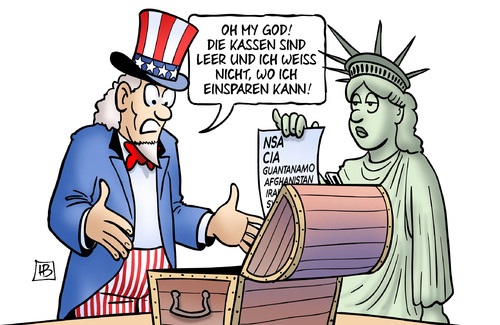 Cartoon: US-Haushaltsstreit (medium) by Harm Bengen tagged usa,haushalt,haushaltsstreit,obama,uncle,sam,freiheitsstatue,miss,liberty,truhe,kassen,leer,geld,senat,kongress,nsa,cia,guantanamo,afghanistan,irak,harm,bengen,cartoon,karikatur,usa,haushalt,haushaltsstreit,obama,uncle,sam,freiheitsstatue,miss,liberty,truhe,kassen,leer,geld,senat,kongress,nsa,cia,guantanamo,afghanistan,irak,harm,bengen,cartoon,karikatur