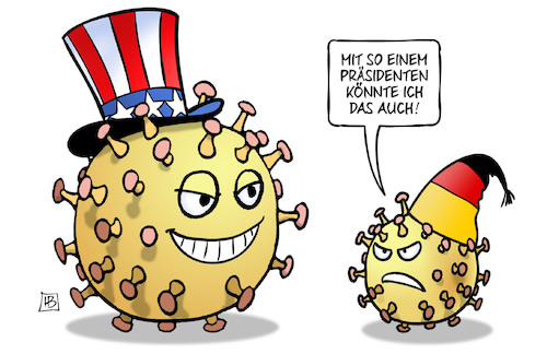 Cartoon: USA-Coronazahlen (medium) by Harm Bengen tagged usa,deutschland,corona,virus,zahlen,rekord,infektionen,höchststand,präsident,uncle,sam,michel,muetze,harm,bengen,cartoon,karikatur,usa,deutschland,corona,virus,zahlen,rekord,infektionen,höchststand,präsident,uncle,sam,michel,muetze,harm,bengen,cartoon,karikatur