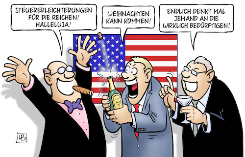 Cartoon: USA-Steuerreform (medium) by Harm Bengen tagged usa,steuerreform,steuererleichterungen,reiche,halleluja,weihnachten,trump,champagner,sekt,bedürftige,harm,bengen,cartoon,karikatur,usa,steuerreform,steuererleichterungen,reiche,halleluja,weihnachten,trump,champagner,sekt,bedürftige,harm,bengen,cartoon,karikatur