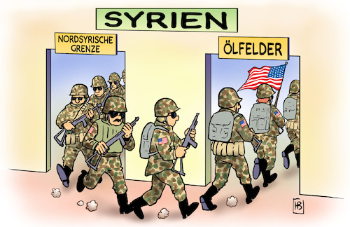 Cartoon: USA und Ölfelder (medium) by Harm Bengen tagged syrien,nordsyrische,grenze,ölfelder,usa,rückzug,soldaten,türkei,krieg,kurden,harm,bengen,cartoon,karikatur,syrien,nordsyrische,grenze,ölfelder,usa,rückzug,soldaten,türkei,krieg,kurden,harm,bengen,cartoon,karikatur