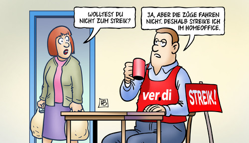 Cartoon: Ver.di-Streik (medium) by Harm Bengen tagged verdi,gewerkschaft,streik,trafivkampf,nahverkehr,zug,zuege,homeoffice,harm,bengen,cartoon,karikatur,verdi,gewerkschaft,streik,trafivkampf,nahverkehr,zug,zuege,homeoffice,harm,bengen,cartoon,karikatur