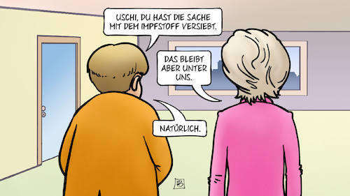 Cartoon: Versiebt (medium) by Harm Bengen tagged uschi,impfstoff,verzögerungen,lieferungen,versiebt,corona,eu,europa,von,der,leyen,merkel,harm,bengen,cartoon,karikatur,uschi,impfstoff,verzögerungen,lieferungen,versiebt,corona,eu,europa,von,der,leyen,merkel,harm,bengen,cartoon,karikatur