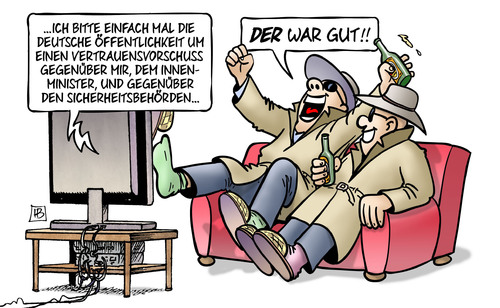 Cartoon: Vertrauensvorschuss (medium) by Harm Bengen tagged innenminister,demaiziere,sicherheitsbehörden,witz,islamismus,terror,bedrohung,absagen,fussball,länderspiel,hannover,krieg,is,terrorismus,paris,frankreich,harm,bengen,cartoon,karikatur,innenminister,demaiziere,sicherheitsbehörden,witz,islamismus,terror,bedrohung,absagen,fussball,länderspiel,hannover,krieg,is,terrorismus,paris,frankreich,harm,bengen,cartoon,karikatur