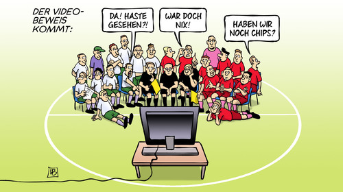 Cartoon: Videobeweis (medium) by Harm Bengen tagged videobeweis,fussball,schiedrichter,tv,harm,bengen,cartoon,karikatur,videobeweis,fussball,schiedrichter,tv,harm,bengen,cartoon,karikatur