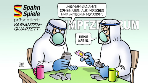 Cartoon: Vietnam-Variante (medium) by Harm Bengen tagged spahn,spiele,präsentiert,varianten,quartett,kartenspiel,vietnam,variante,kombination,indische,britische,mutationen,corona,impfzentrum,kaffeetassen,harm,bengen,cartoon,karikatur,spahn,spiele,präsentiert,varianten,quartett,kartenspiel,vietnam,variante,kombination,indische,britische,mutationen,corona,impfzentrum,kaffeetassen,harm,bengen,cartoon,karikatur