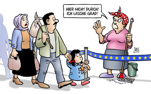 Cartoon: Visegrad (medium) by Harm Bengen tagged visegrad,europa,eu,grenzen,wischen,putzfrau,abschrecken,immigration,flucht,flüchtlinge,asyl,abschreckung,horror,harm,bengen,cartoon,karikatur,visegrad,europa,eu,grenzen,wischen,putzfrau,abschrecken,immigration,flucht,flüchtlinge,asyl,abschreckung,horror,harm,bengen,cartoon,karikatur