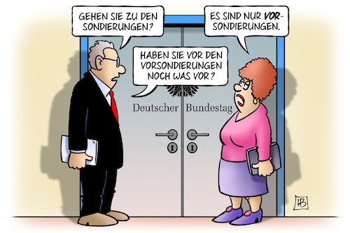 Cartoon: Vorsondierungen (medium) by Harm Bengen tagged sondierungen,regierung,spd,cdu,csu,bundestag,groko,harm,bengen,cartoon,karikatur,sondierungen,regierung,spd,cdu,csu,bundestag,groko,harm,bengen,cartoon,karikatur