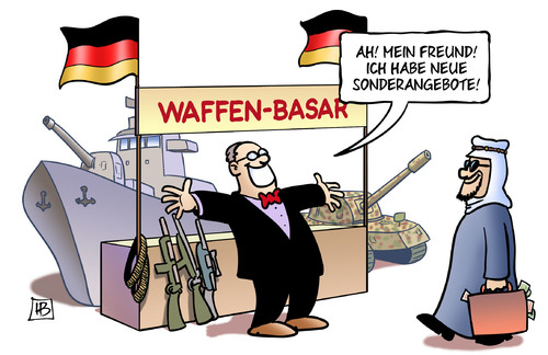 Cartoon: Waffen-Basar (medium) by Harm Bengen tagged sonderangebote,waffen,basar,saudiarabien,saudi,arabien,rüstungsexporte,waffenexporte,deutschland,panzer,gewehre,patrouillenboote,harm,bengen,cartoon,karikatur,sonderangebote,waffen,basar,saudiarabien,saudi,arabien,rüstungsexporte,waffenexporte,deutschland,panzer,gewehre,patrouillenboote,harm,bengen,cartoon,karikatur