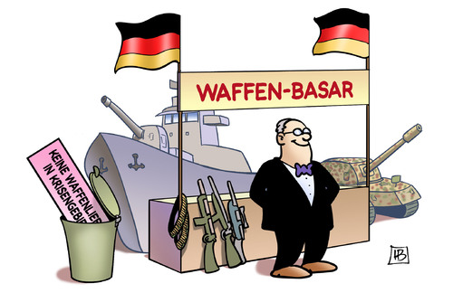 Cartoon: Waffen in Krisengebiete (medium) by Harm Bengen tagged waffen,krisengebiete,basar,rüstungsexportbericht,rüstungsindustrie,krieg,harm,bengen,cartoon,karikatur,waffen,krisengebiete,basar,rüstungsexportbericht,rüstungsindustrie,krieg,harm,bengen,cartoon,karikatur