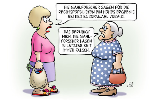 Cartoon: Wahlforscher und Europawahl (medium) by Harm Bengen tagged wahlforscher,rechtspopulisten,ergebnis,europawahl,susemil,jutta,harm,bengen,cartoon,karikatur,wahlforscher,rechtspopulisten,ergebnis,europawahl,susemil,jutta,harm,bengen,cartoon,karikatur