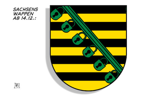 Cartoon: Wappen Sachsen (medium) by Harm Bengen tagged sachsen,wappen,lockdown,schloss,corona,harm,bengen,cartoon,karikatur,sachsen,wappen,lockdown,schloss,corona,harm,bengen,cartoon,karikatur