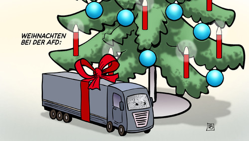 Cartoon: Weihnachten bei der AfD (medium) by Harm Bengen tagged berlin,terroranschlag,lastwagen,weihnachtsmarkt,weihnachten,afd,geschenk,rechtspopulisten,flüchtlinge,harm,bengen,cartoon,karikatur,berlin,terroranschlag,lastwagen,weihnachtsmarkt,weihnachten,afd,geschenk,rechtspopulisten,flüchtlinge,harm,bengen,cartoon,karikatur