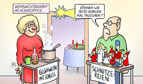 Cartoon: Weihnachtsmarkt-Homeoffice (medium) by Harm Bengen tagged weihnachtsmarkt,weihnachten,homeoffice,lockdown,glühwein,schnitzereien,alkohol,ehepaar,corona,harm,bengen,cartoon,karikatur,weihnachtsmarkt,weihnachten,homeoffice,lockdown,glühwein,schnitzereien,alkohol,ehepaar,corona,harm,bengen,cartoon,karikatur