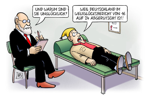 Cartoon: Weltglücksbericht (medium) by Harm Bengen tagged weltglücksbericht,unglücklich,deutschland,abgerutscht,michel,psychiater,psychologe,harm,bengen,cartoon,karikatur,weltglücksbericht,unglücklich,deutschland,abgerutscht,michel,psychiater,psychologe,harm,bengen,cartoon,karikatur