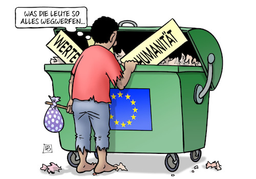 Cartoon: Werte-Müll (medium) by Harm Bengen tagged werte,humanität,wegwerfen,müll,geschlossenes,aufnahmelager,migration,flüchtlinge,europa,eu,gipfel,kz,harm,bengen,cartoon,karikatur,werte,humanität,wegwerfen,müll,geschlossenes,aufnahmelager,migration,flüchtlinge,europa,eu,gipfel,kz,harm,bengen,cartoon,karikatur