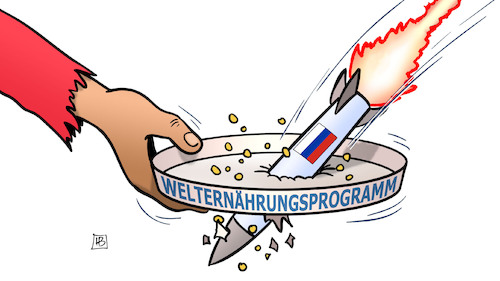 Cartoon: WFP warnt (medium) by Harm Bengen tagged world,food,program,welternährungsprogramm,hunger,getreide,rakete,russland,ukraine,krieg,harm,bengen,cartoon,karikatur,world,food,program,welternährungsprogramm,hunger,getreide,rakete,russland,ukraine,krieg,harm,bengen,cartoon,karikatur