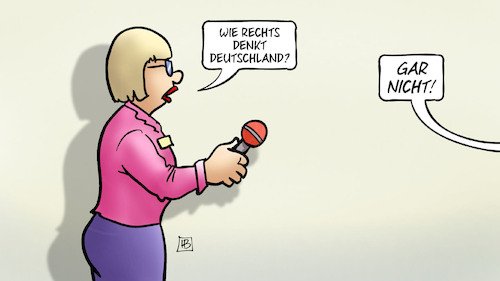 Cartoon: Wie rechts denkt Deutschland (medium) by Harm Bengen tagged rechtsextremismus,faschismus,denken,deutschlandtrend,fluechtlinge,europa,asyl,hetzte,populismus,interview,harm,bengen,cartoon,karikatur,rechtsextremismus,faschismus,denken,deutschlandtrend,fluechtlinge,europa,asyl,hetzte,populismus,interview,harm,bengen,cartoon,karikatur