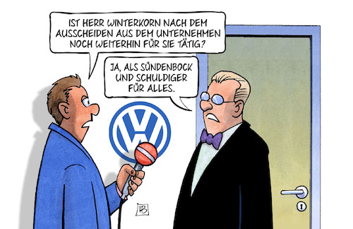 Cartoon: Winterkorn-Sündenbock (medium) by Harm Bengen tagged sündenbock,schuldiger,winterkorn,usa,vw,abgasskandal,diesel,anklage,harm,bengen,cartoon,karikatur,sündenbock,schuldiger,winterkorn,usa,vw,abgasskandal,diesel,anklage,harm,bengen,cartoon,karikatur