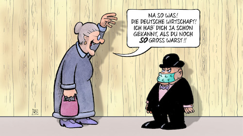 Cartoon: Wirtschaftsrückgang (medium) by Harm Bengen tagged wirtschaftsrückgang,deutsche,wirtschaft,rezession,susemil,gross,klein,corona,coronavirus,ansteckung,pandemie,epidemie,krankheit,schaden,harm,bengen,cartoon,karikatur,wirtschaftsrückgang,deutsche,wirtschaft,rezession,susemil,gross,klein,corona,coronavirus,ansteckung,pandemie,epidemie,krankheit,schaden,harm,bengen,cartoon,karikatur