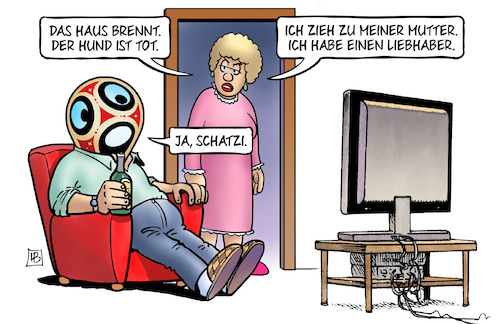 Cartoon: WM-Auftakt (medium) by Harm Bengen tagged mutter,liebhaber,haus,hund,wm,auftakt,fussball,tv,harm,bengen,cartoon,karikatur,mutter,liebhaber,haus,hund,wm,auftakt,fussball,tv,harm,bengen,cartoon,karikatur