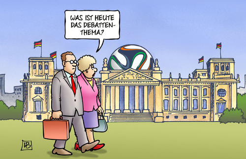 Cartoon: WM und Bundestag (medium) by Harm Bengen tagged bundestag,debatte,debattenthema,thema,fussball,wm,deutschland,usa,bnd,nsa,harm,bengen,cartoon,karikatur,bundestag,debatte,debattenthema,thema,fussball,wm,deutschland,usa,bnd,nsa,harm,bengen,cartoon,karikatur