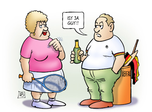 Cartoon: WM und Wimbledon (medium) by Harm Bengen tagged wimbledon,tennis,kerber,sieg,wm,ende,fussball,weltmeisterschaft,deutschland,harm,bengen,cartoon,karikatur,wimbledon,tennis,kerber,sieg,wm,ende,fussball,weltmeisterschaft,deutschland,harm,bengen,cartoon,karikatur