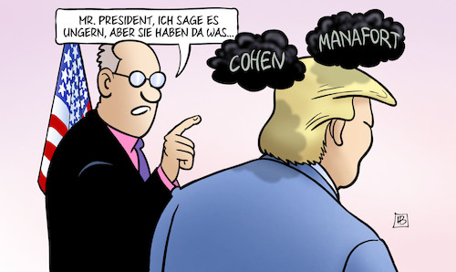 Cartoon: Wolken über Trump (medium) by Harm Bengen tagged wolken,trump,usa,präsident,president,cohen,manafort,harm,bengen,cartoon,karikatur,wolken,trump,usa,präsident,president,cohen,manafort,harm,bengen,cartoon,karikatur