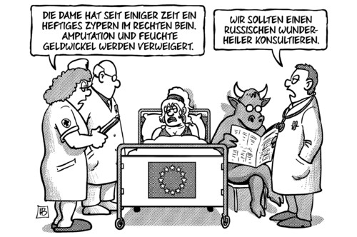 Cartoon: Wunderheiler (medium) by Harm Bengen tagged wunderheiler,russischer,russland,krankenhaus,arzt,krankenbett,stier,bank,anleger,zypern,eu,europa,kleinsparer,abgabe,raub,erpressung,bankschalter,kunde,hilfspaket,schulden,kredite,rettungsschirm,troika,harm,bengen,cartoon,karikatur