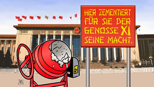 Cartoon: Xi zementiert (medium) by Harm Bengen tagged china,grosse,halle,des,volkes,parteitag,xi,macht,zementiert,mischer,harm,bengen,cartoon,karikatur,china,grosse,halle,des,volkes,parteitag,xi,macht,zementiert,mischer,harm,bengen,cartoon,karikatur