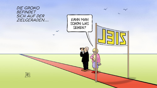 Cartoon: Zielgerade (medium) by Harm Bengen tagged groko,zielgerade,fernglas,zeit,ergebnis,warten,regierung,harm,bengen,cartoon,karikatur,groko,zielgerade,fernglas,zeit,ergebnis,warten,regierung,harm,bengen,cartoon,karikatur