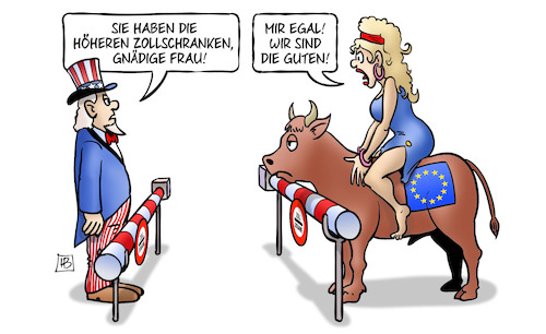 Cartoon: Zoll-Europa-USA (medium) by Harm Bengen tagged zoll,europa,usa,zollschranken,uncle,sam,stier,handelskrieg,strafzölle,harm,bengen,cartoon,karikatur,zoll,europa,usa,zollschranken,uncle,sam,stier,handelskrieg,strafzölle,harm,bengen,cartoon,karikatur