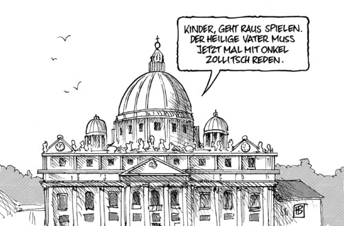 Cartoon: Zollitsch beim Papst (medium) by Harm Bengen tagged erzbischof,bischof,zollitsch,papst,ratzinger,rom,religion,katholisch,kinder,missbrauch,paedophil,skandal,zoelibat,sexueller mißbrauch,kirche,glaube,sexueller,mißbrauch