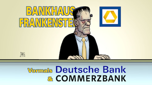 Cartoon: Zombie-Bank (medium) by Harm Bengen tagged zombie,deutsche,bank,commerzbank,bankhaus,frankenstein,monster,fusion,harm,bengen,cartoon,karikatur,zombie,deutsche,bank,commerzbank,bankhaus,frankenstein,monster,fusion,harm,bengen,cartoon,karikatur