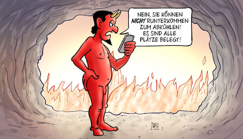 Cartoon: Zur Hölle mit der Hitze (medium) by Harm Bengen tagged hitze,hölle,abkühlen,teufel,handy,hitzewelle,witze,sommer,harm,bengen,cartoon,karikatur,hitze,hölle,abkühlen,teufel,handy,hitzewelle,witze,sommer,harm,bengen,cartoon,karikatur
