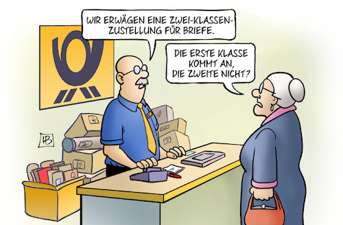 Cartoon: Zwei-Klassen-Briefe (medium) by Harm Bengen tagged post,susemil,zwei,klassen,zustellung,briefe,harm,bengen,cartoon,karikatur,post,susemil,zwei,klassen,zustellung,briefe,harm,bengen,cartoon,karikatur