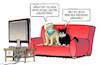 Cartoon: Abstandswauwau (small) by Harm Bengen tagged abstandswauwau,hund,katze,kater,mundschutz,tv,sofa,couch,corona,coronavirus,ansteckung,pandemie,epidemie,krankheit,schaden,harm,bengen,cartoon,karikatur